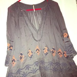 Free People Sheer Flowing Long Top